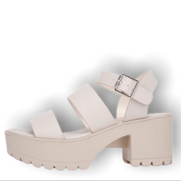Last Pair! Soda Account Nude Platform Lug Sole Chunky Heel Sandal 9 - Picture 5 of 6